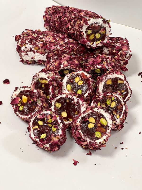 Turkish Delight with Rose Petals and Chocolate