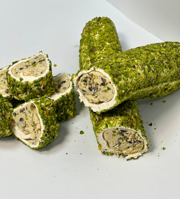 Pistachio Wrapped Turkish Delight with Chocolate Cream