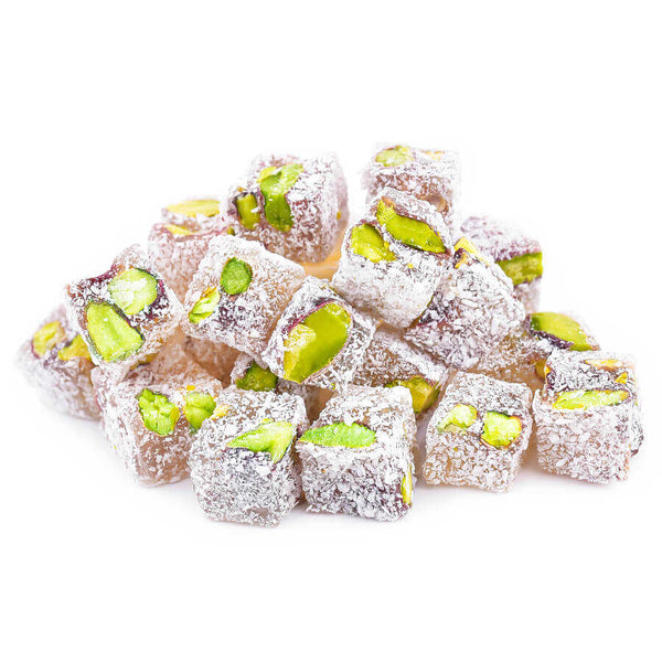 Double Roasted Pistachio Coconut-Covered Turkish Delight